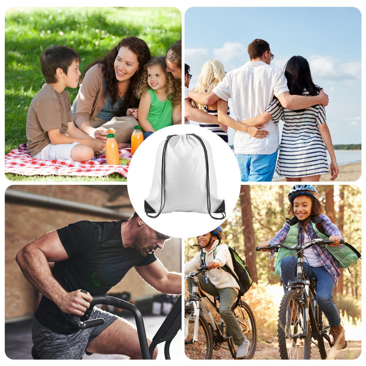 KUUQA 50Pcs White Drawstring Backpack Bulk Drawstring Bags String Bags Storage Bags Gym Backpack for Sport Gym Traveling