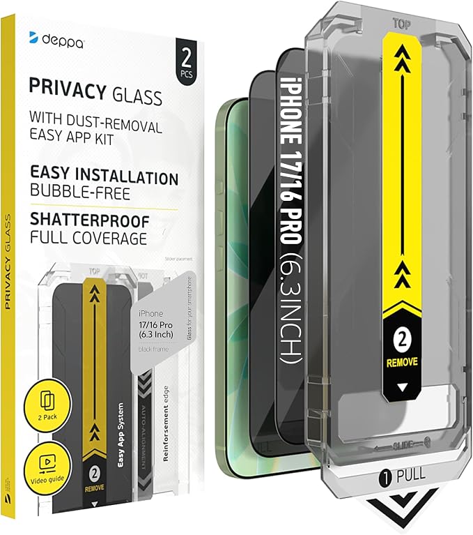 Deppa | 2-Pack | Screen Protector for iPhone 16 Pro Max (6.9) with Smart Installation Tray | Dust &amp Bubble-Free | 9H Tempered Glass | Full Coverage | Easy Install