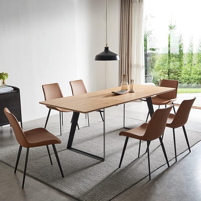 ZckyCine 51"-67" Expandable Modern Dining Table | Rectangular Solid Wood Extendable Design | Space-Saving Multifunctional Kitchen & Home Furniture for Small Spaces, Family Dining Rooms