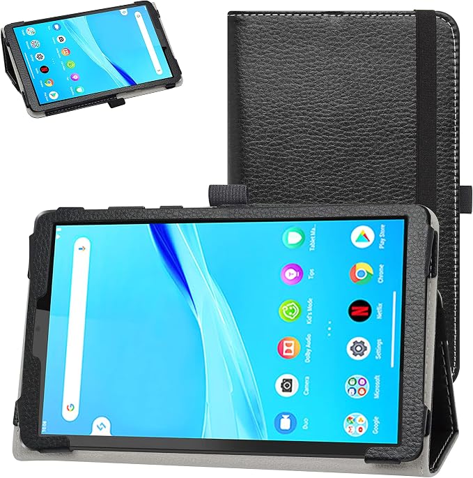 Bige for Lenovo Tab M8 FHD (2nd Gen) CasePU Leather Folio 2-Folding Stand Cover for Lenovo Tab M8 FHD (2nd Gen) TB-8705F 8 Tablet(Only fit Lenovo TB-8705F)Black