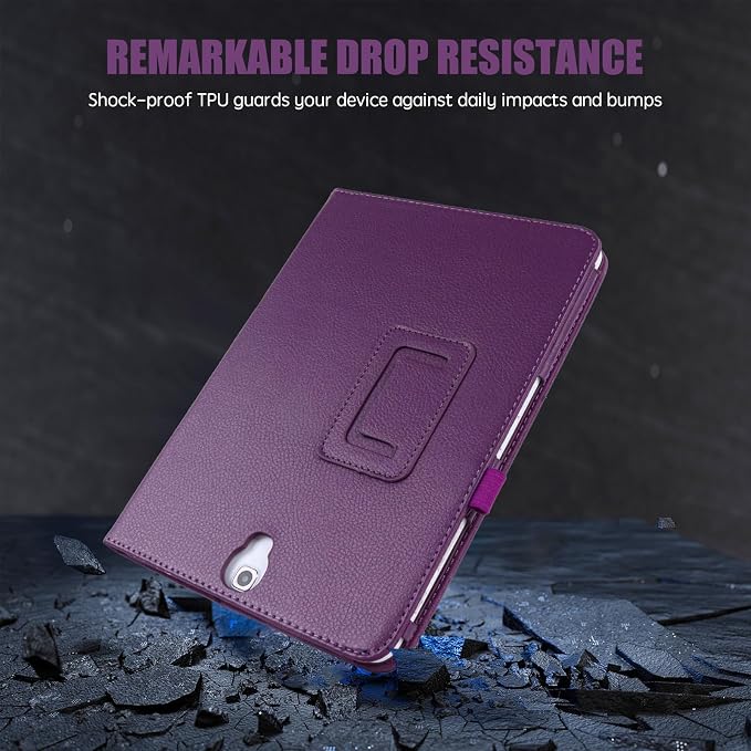 Slim Leather Case for Samsung Galaxy Tab A 9.7 Inch 2015 (SM-T550 T555 P550 P555) Multi-Angle Stand Full-Protective Tablet Cover Book Case with Stylus PenScreen Film (Black)