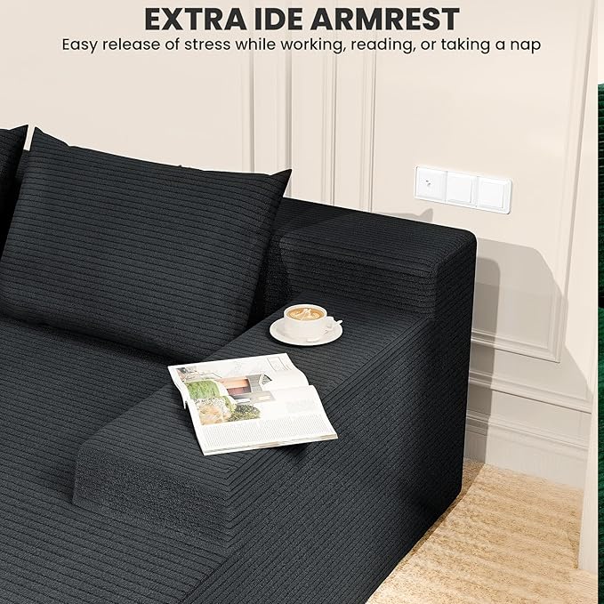 LEVELEVE 107" Cloud Sectional Couch with Deep Seat，Modern Modular Sofa with L-Shape Chaise，No Assembly Required, Upholstered Couches for Living Room Bedroom(Dark Gery,Right Facing Chaise)