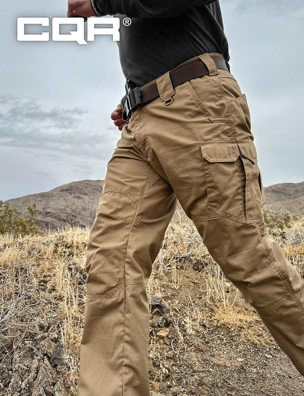 CQR Men's Tactical Pants, Water Resistant Ripstop Cargo Pants, Lightweight EDC Work Hiking Pants, Outdoor Apparel, Raider Mag Pocket Cougar, 36W x 30L