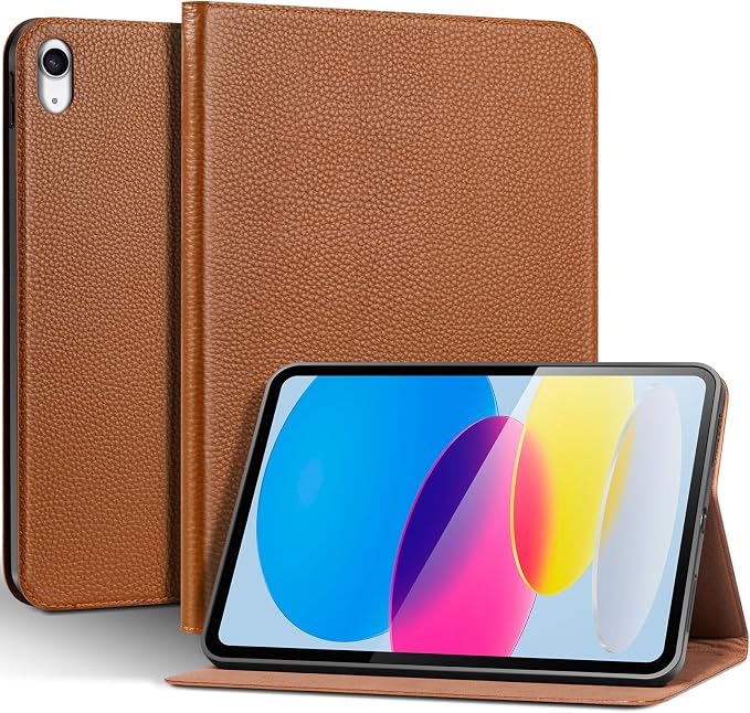 Genuine Leather Case for iPad 11th Gen 11(2025/A16)/10th Gen 10.9 | Slim Protective Cover with Adjustable Stand Auto Wake/Sleep Premium Leather Black