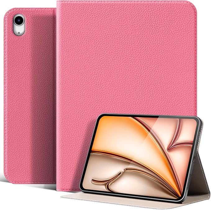 Leather Case for iPad Air 11 M2/M3/M4 &amp 10.9 4th/5th Gen Black | 2024-2026 2020/2022 Protective Shockproof Smart Cover Adjustable Stand Auto Wake/Sleep and Multiple View Angles