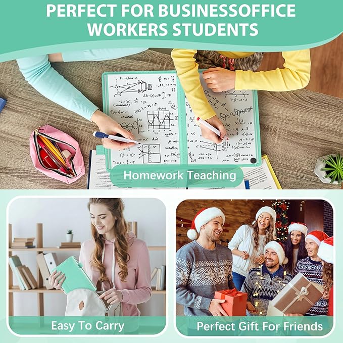 6 Sides Dry Erase Notebook Portable Whiteboards Notebook 9"x6"(a5) Small Reusable Whiteboard Notepad Foldable Anti-ghosting Surface, Travel White Board for Office Study Meeting Planning