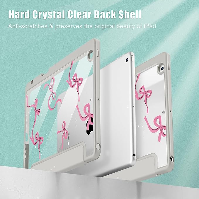May Chen for iPad 9th Generation with Pencil Holder iPad 8th/7th Gen Case 10.2-inch [Penceil Holder] Trifold Stand Auto Wake/Sleep Clear TPU Protection Back Cover Ballet Shoes