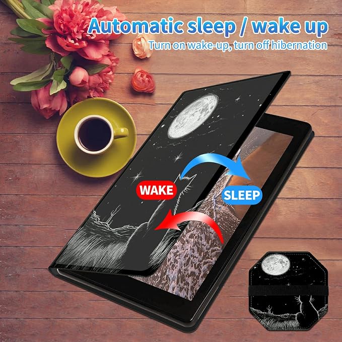 for All-New Kindle Fire HD 10 &amp 10 Plus Tablet (13th/11th Gen 2023/2021 Release) 10.1 + Screen Clean Pad Slim PU Leather Multi-Angle Kickstand Cover with Auto Wake/Sleep Horse with US Flag