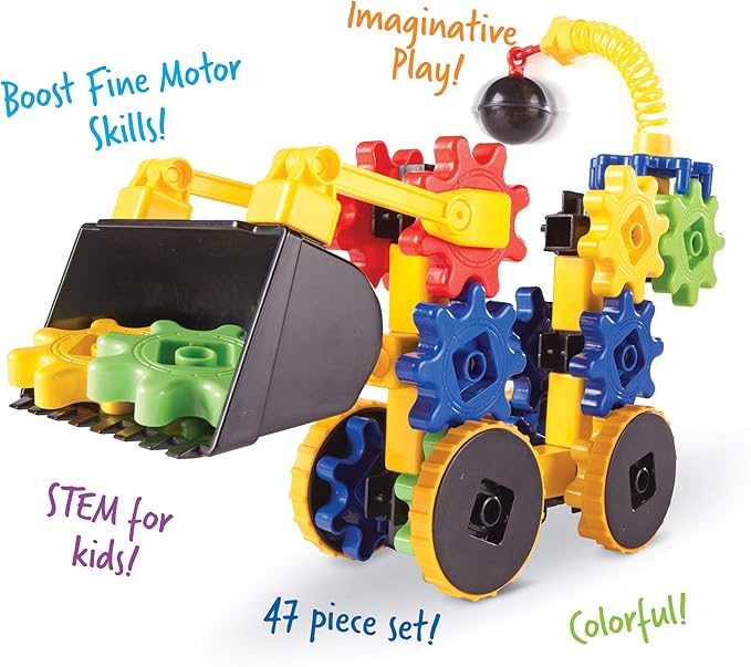 Learning Resources Gears! Gears! Gears! WreckerGears, STEM Activities, Fine Motor Skills, Toddler Explorer Kit, Science and Construction, Boys and Girls Gifts, 47 Pieces, Ages 4+