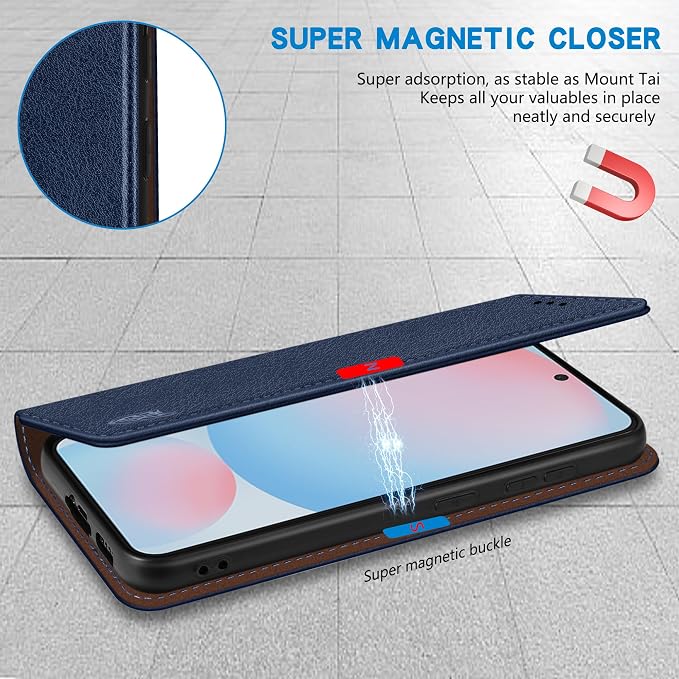 ZZXX for Samsung Galaxy S25 Wallet Case with [RFID Blocking] Card Slot Stand Strong Magnetic Leather Flip Fold Protective Phone Case for Samsung Galaxy S25 Case Wallet(Black-6.2 inch)