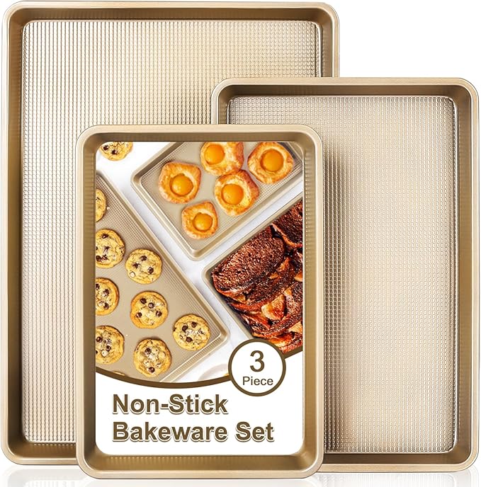 FLAREFX Baking Pan Set of 3 | 13/15/18" Cookie Sheets for Baking Supplies