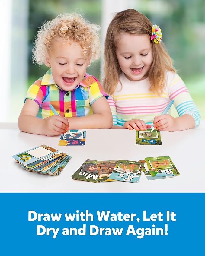 Coogam Water Coloring Alphabet Cards, Aqua Painting Water Drawing 26 Letters ABC Words, Montessori Educational Learning Toy Gift for 3 4 5 Year Old Kids