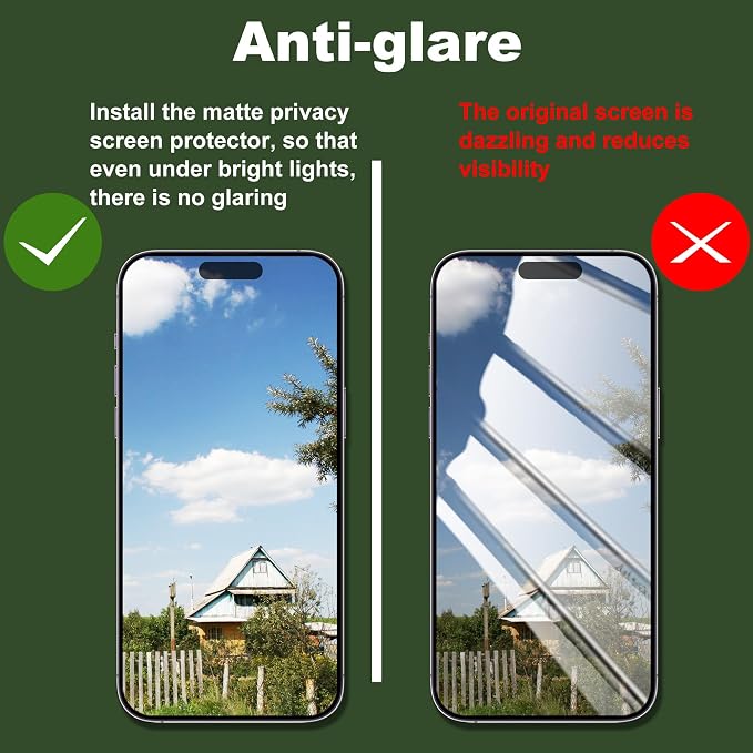 [2-Pack Matte Tempered Glass Screen Protector for iPhone 15 Pro Max Anti-Fingerprint &amp Oil Resistant Smooth as Silk 9H Hardness Bubble-Free Case Friendly 6.7-Inch