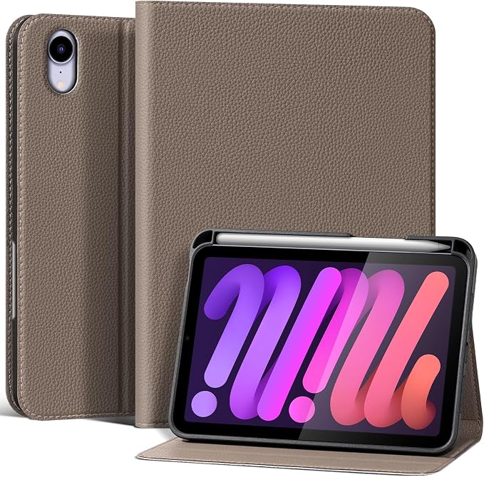 Case for iPad Mini7(A17 Pro) 2024/6th 2021 8.3 with Pencil Holder | Leather Protective Shockproof Smart Cover Adjustable Stand Auto Wake/Sleep Multiple View Angles Black
