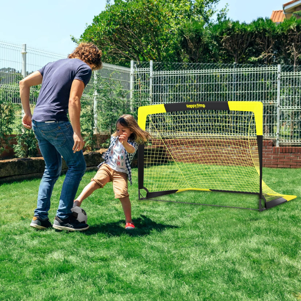 Happy Jump Soccer Goal Pop Up Foldable Soccer Net for Backyard, 2 Set (4X3 FT, 2 Set)
