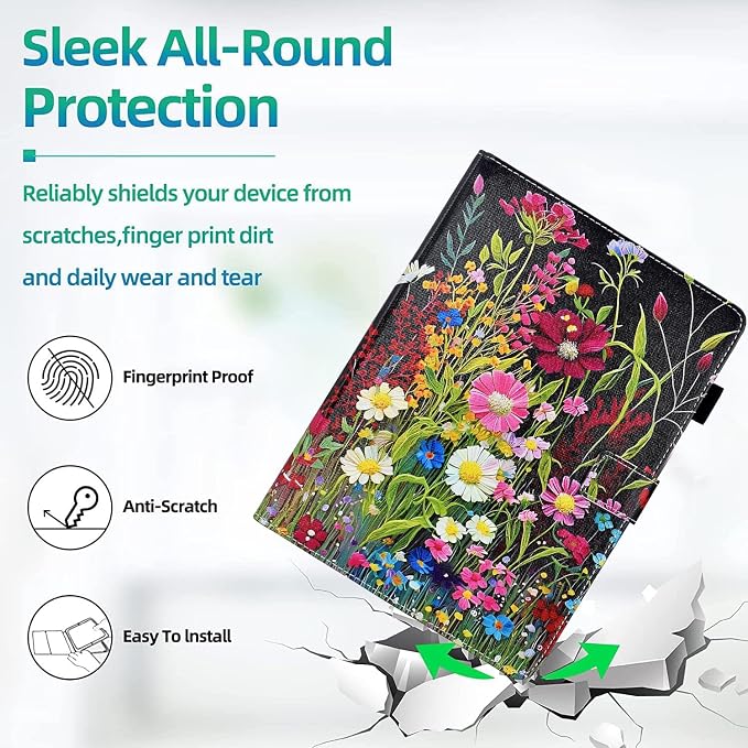 Mandala Flower Case Compatible with Samsung Galaxy Tab A11+ Plus/A9+ Plus 11 Inch 2026/2024 Cute Embossed Suede Leather Folio Stand Cover for Galaxy Tab A11+/A9+ Tablet Auto Wake/Sleep Black
