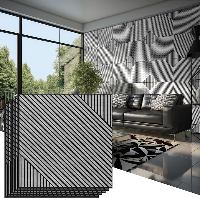6 Pack Large Acoustical Wall Panels 23.6 x 23.6 Inches Acoustic Peel and Stick