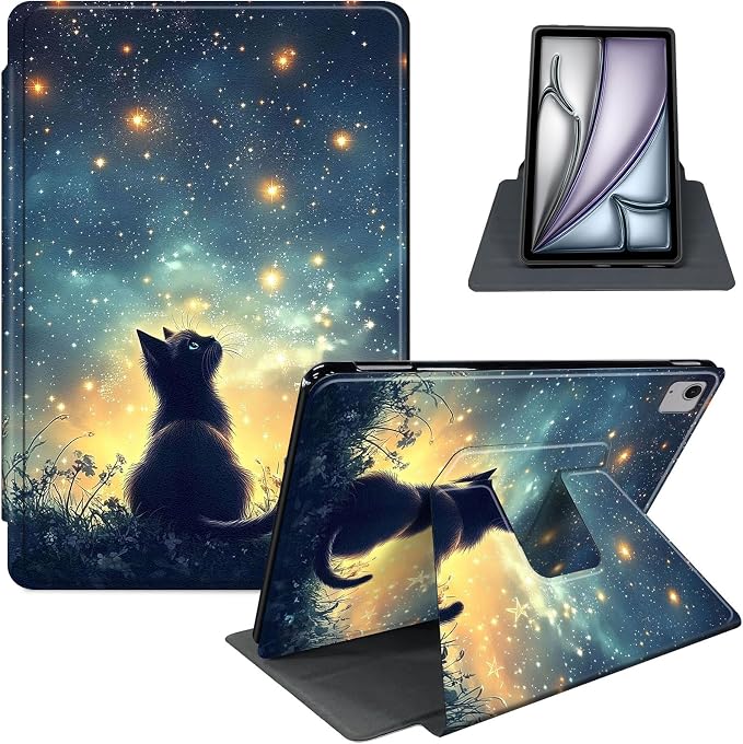 for iPad 11th Generation (A16 2025) 11 / iPad 10th Gen 10.9 2022 Case 360° Rotating PU Leather Stand Cover with Auto Sleep/Wake Shockproof TPU Backl Two Dragons Fighting