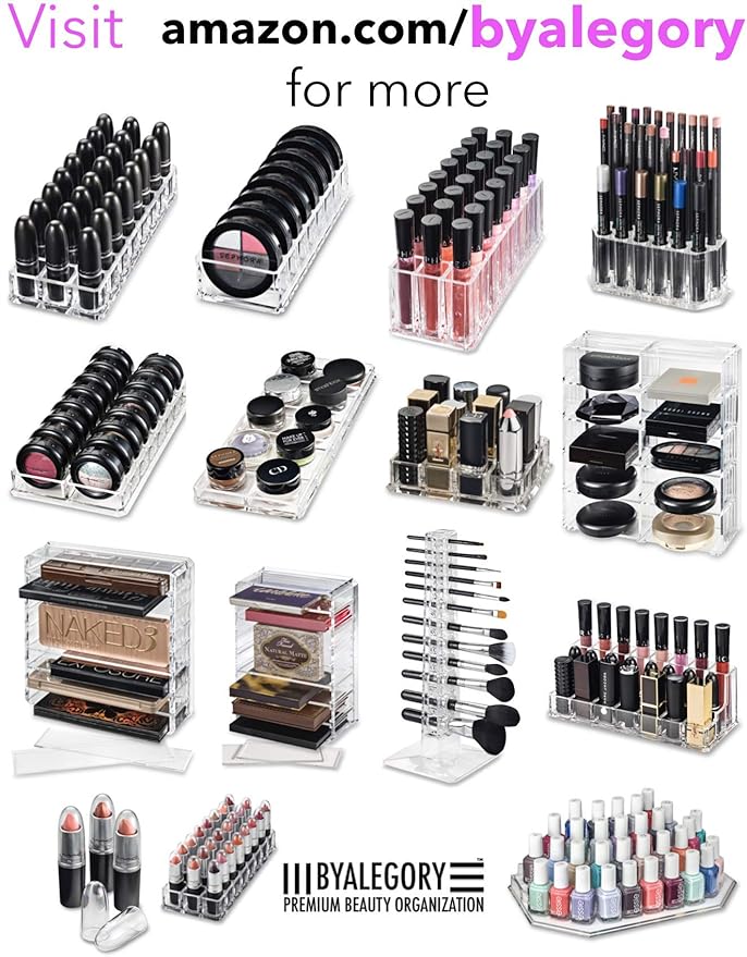 BY ALEGORY Acrylic Makeup Tool Organizer 24 Space Storage Deep Slot Refillable Container For Long Cosmetic Beauty Tool Organization Display Case (2)