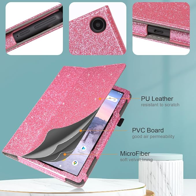 Case for T-Mobile Revvl Tab 2 Tablet - Folio Premium PU Leather Protective Stand Cover with Auto Sleep/Wake Almond Blossom