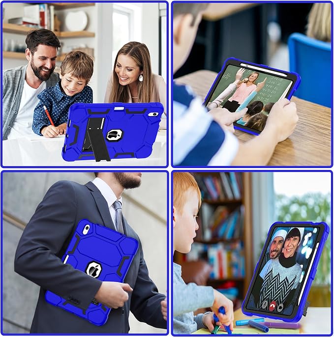 Case for iPad 11 11th Gen (A16) 2025 &amp 10th Gen 2022 10.9 Purple+Green | Kickstand | With Pencil Holder | Drop-Proof Silicone+Hard Shell | Raised Edge Protects Screen&ampCamera | Heavy Duty Pr