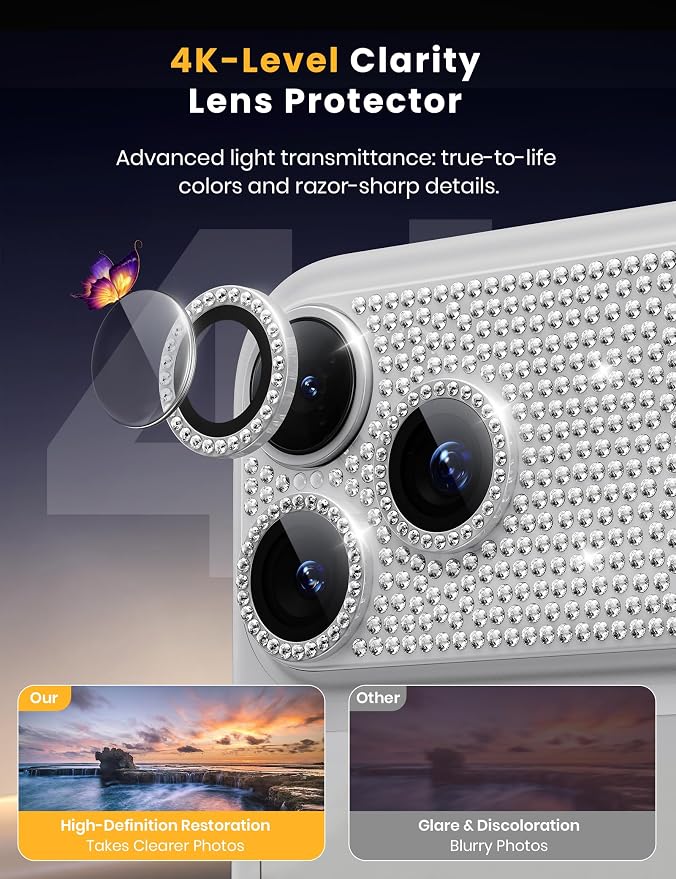 for iPhone 17 Pro Camera Lens Protector - 12FT Shatterproof | Military Grade Protection Strong Adsorption 9H+ Tempered Glass Camera Screen Full Protective Cover Case Friendly Black