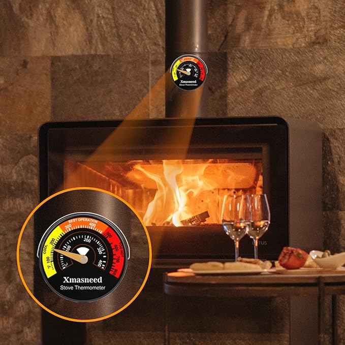 Wood Stove Thermometer Magnetic, Stove Top Thermometer for Wood Burning Stoves, Gas Stoves, Pellet Stove