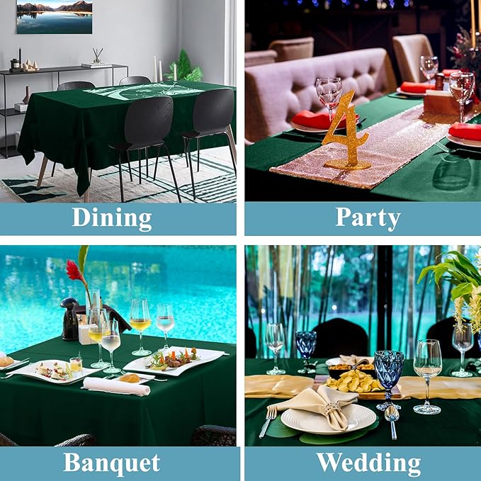 VidaFete Tablecloth 6 Pack 90 * 132inch Rectangle Table Cloth Polyester, Stain Wrinkle Resistant Polyester Dining Table Cover for Kitchen Dinning Party Wedding Rectangular Buffet Decoration(Green)