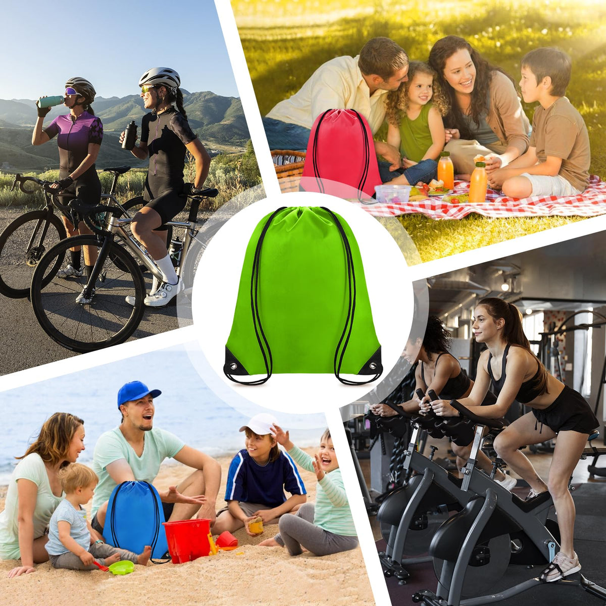Grneric Drawstring Bags 28 PCS Drawstring Backpack Bulk String Backpack Cinch Bag Sackpack for Men Women Gym (Green)