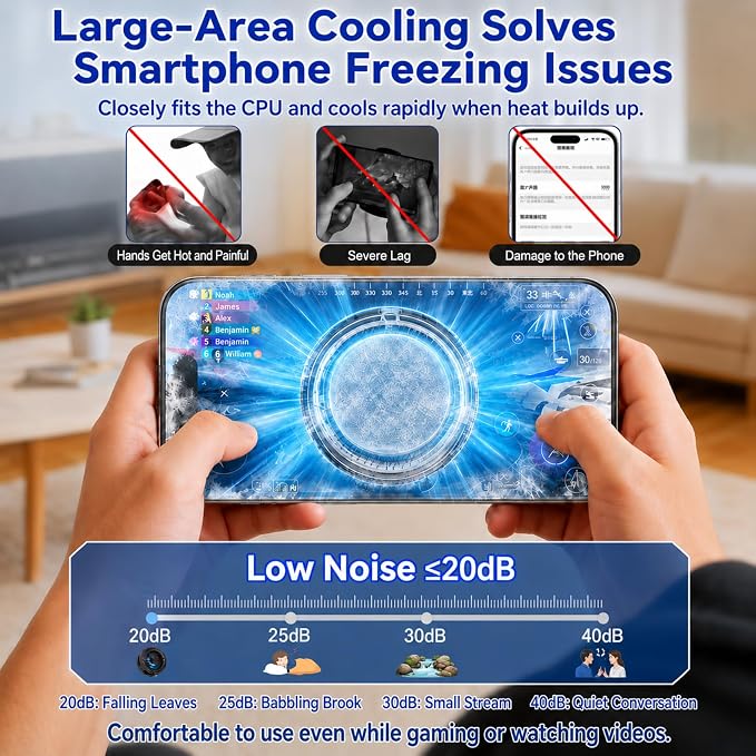 Magnetic Phone Cooler with 15w Fast Wireless Phone Charger Funtion | RGB LED