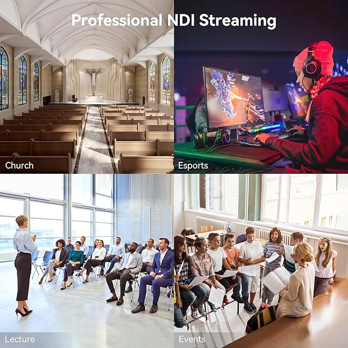 TONGVEO 4K NDI PTZ Camera AI Auto-Tracking 20X Optical Zoom HDMI IP Live Streaming SDI USB3.0 PoE LAN Supports for Church Worship Event Video Conference YouTube OBS vMix Zoom Teams and More