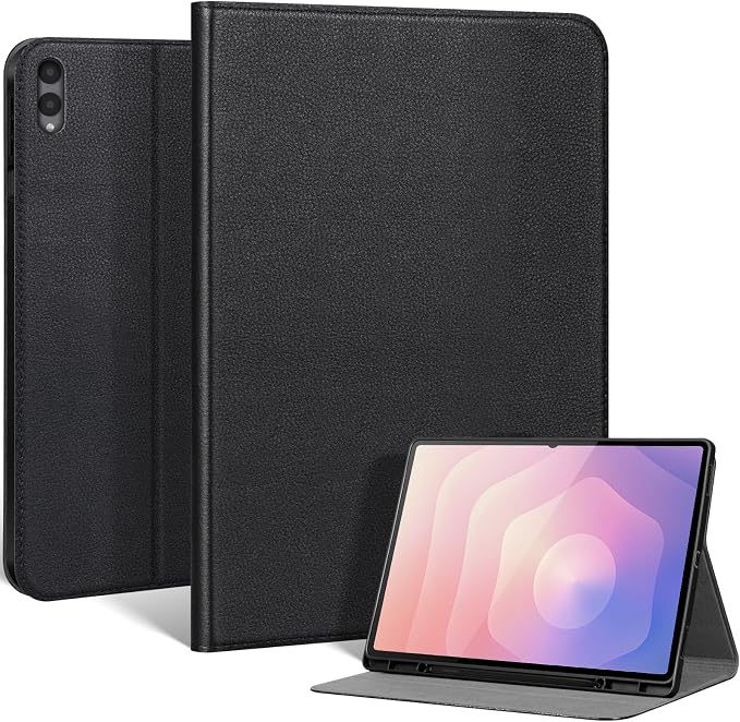 Leather Case for Samsung Galaxy Tab S11 Ultra 14.6 2025 Black | Business Folio Cover with Pencil Holder Magnetic Closure Auto Wake/Sleep Multi-Angle Stand