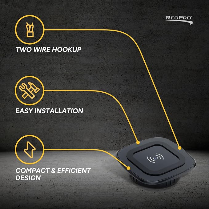 RecPro 12V Flush Mount Wireless Charger | 10W Qi Charging Pad
