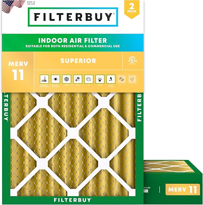 Filterbuy 18x20x4 Air Filter MERV 11 Superior Pet & Allergy Defense,
