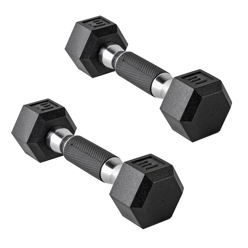 CAP 85 LB Rubber Coated Hex Dumbbell Weight, Rubber Free Weights for Home Gym Strength Training, Comfort Grip Handle, Pair