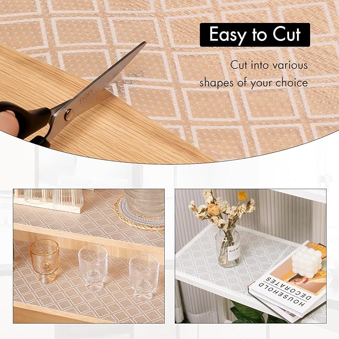Shelf Liners for Kitchen Cabinets – Non Adhesive Drawer and Cabinet Liner, Waterproof and Oil-Proof Kitchen Cupboard Shelf Paper EVA Material Fridge Liner for Refrigerator – Modern Pattern