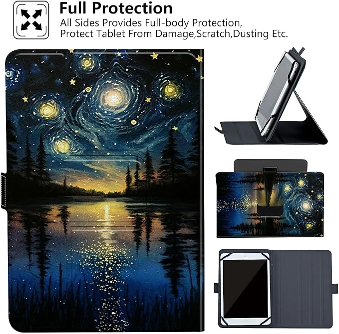 Universal Case for 10.6 inch 11 inch TabletUniversal Case for 10.6-11 Inch Touchscreen TabletSlim PU Leather Stand Folio Shell Cover with 360 Degree Rotatable Kickstand ViewingAbstract Sun Leaf
