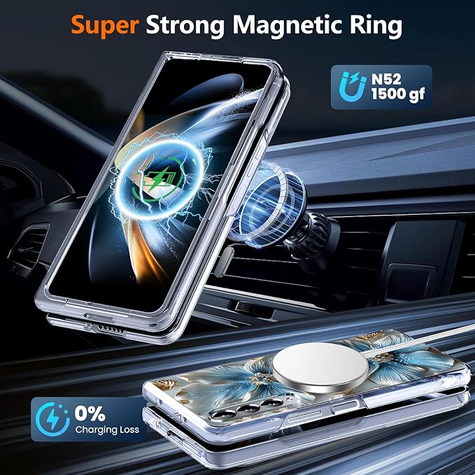 for Galaxy Z Fold4 CaseBuilt-in Magnet CircleWireless Charging | Military-Grade Shockproof case Cover for Samsung Galaxy Z Fold4Anagallis