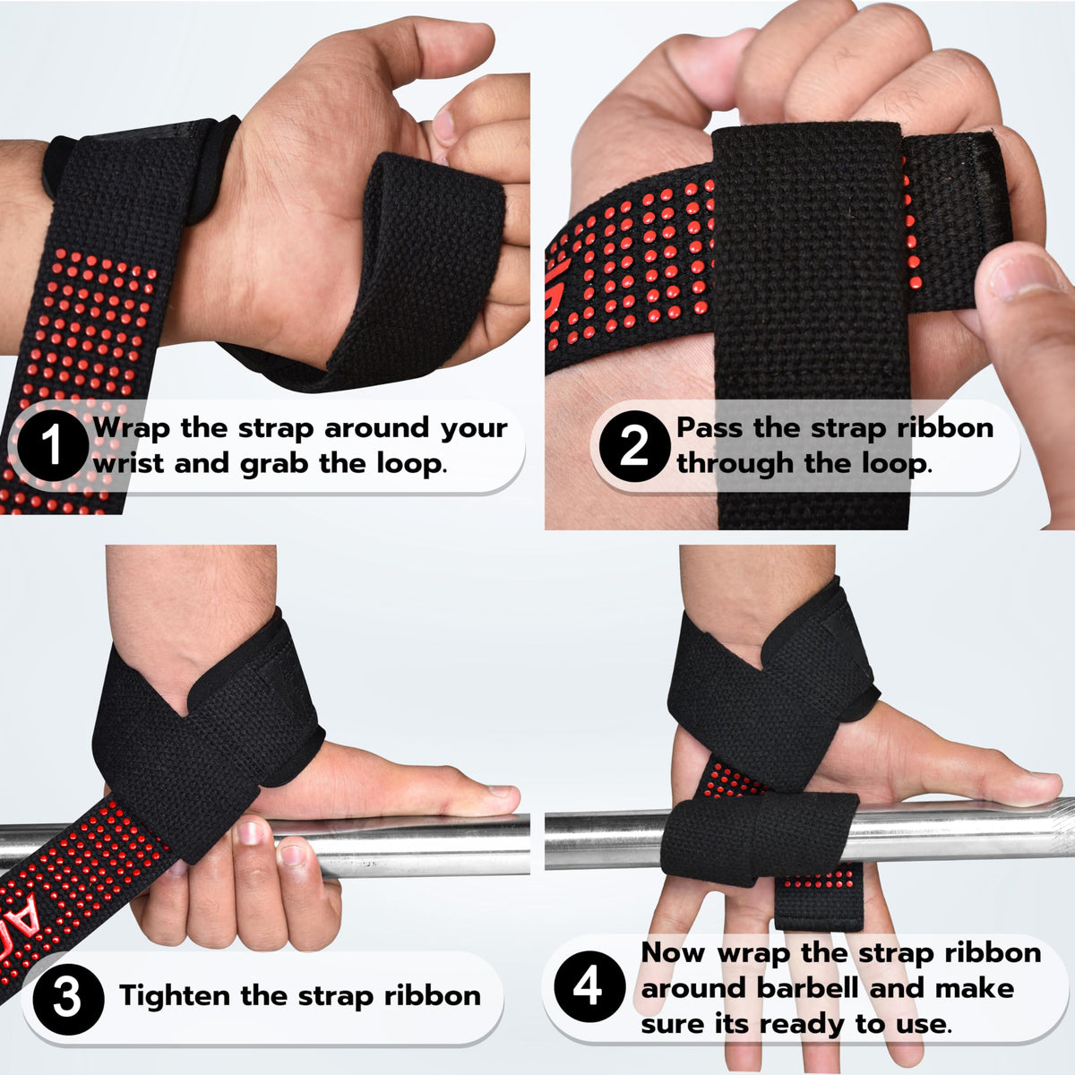 AQF Weight Lifting Straps, Padded Cotton Gym Wrist Straps for Deadlifts