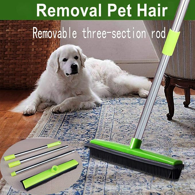 Multifunctional Broom, Telescopic Carpet Rake Rubber Pp 12.6in Brush Easy Wash