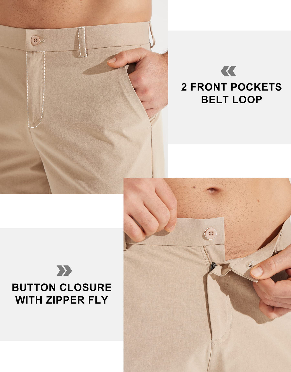 Libin Mens Golf Pants 32" Regular Fit Dress Pant Khaki 30W x 32L