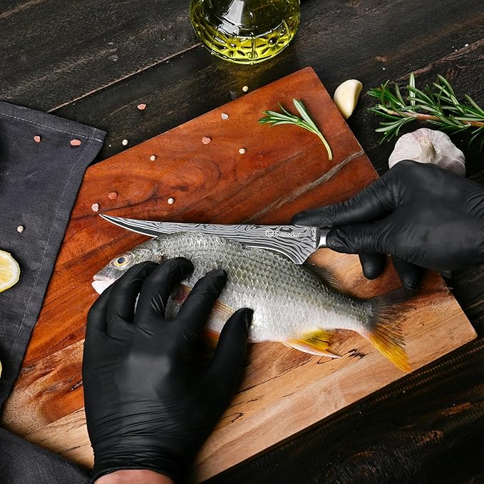 Sunnecko 6 Inch Boning Knife, High Carbon German Steel Meat Butcher Knife