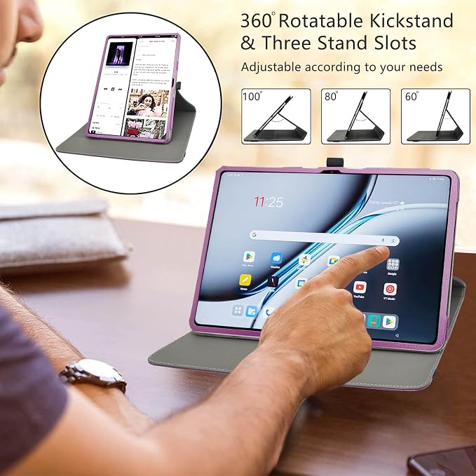 LiuShan Compatible with OnePlus Pad 3 Case360 Degree Rotation Stand PU Cover for OnePlus Pad 3 13.2 Android Tablet（Not Fit Other TabletBlack