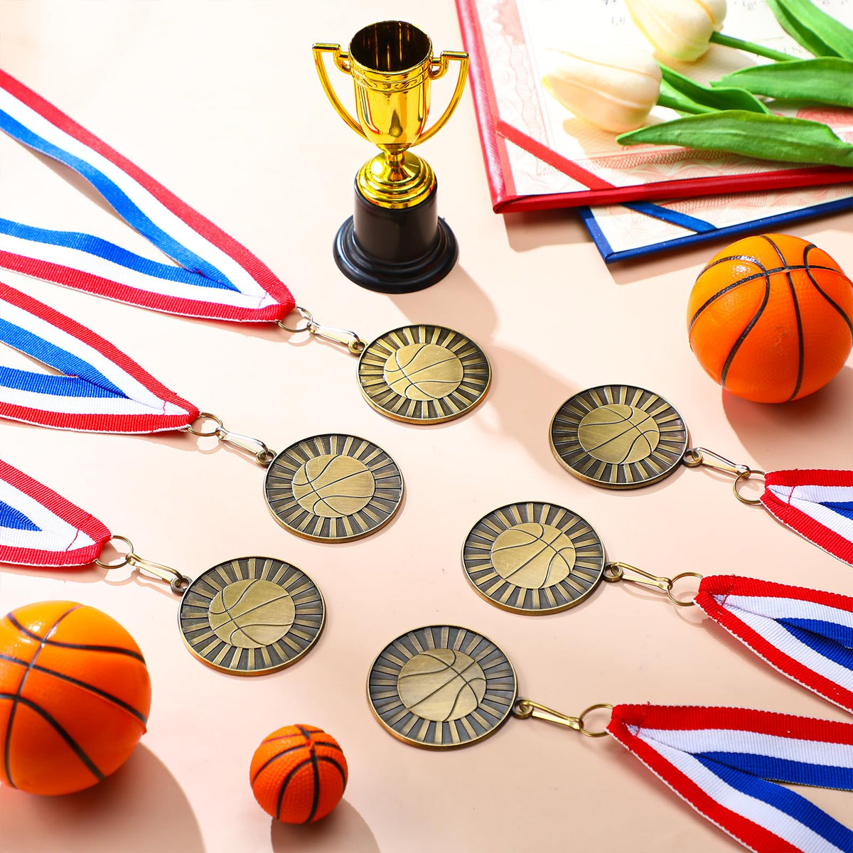Huquary 30 Pcs Medals with Neck Ribbons, 2'' Gold Medal