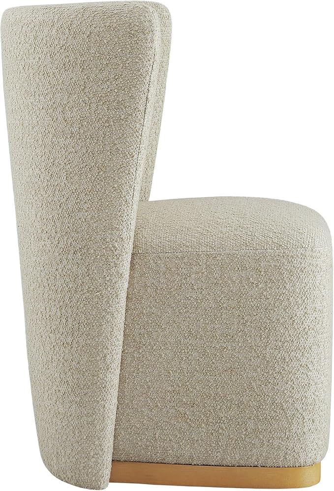 CHITA Upholstered Rolling Dining Chair on Casters Set of 2, FSC Certified Modern Fabric Dining Chair with Casters, Boucle Dining Chairs for Reading Room Waiting Room Kitchen Dining Room, Oatmeal
