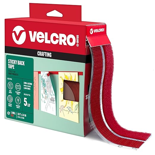 Velcro Brand Colors | Red Sticky Back Tape | 10ft Roll with Adhesive, Cut Strips to Length | Mount Classroom Décor, Create Seasonal Craft Projects | Organize Home or Office