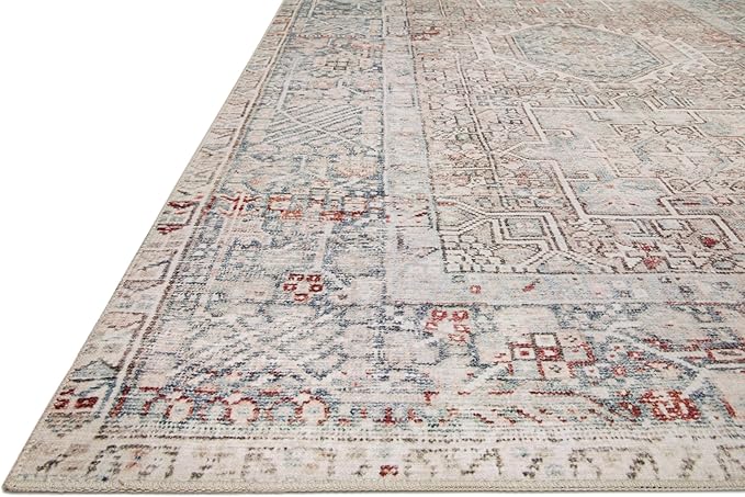 Loloi Chris Loves Julia Jules Collection JUL-07 Natural/Ocean 9'-6'' x 14', .13" Pile Height, Area Rug