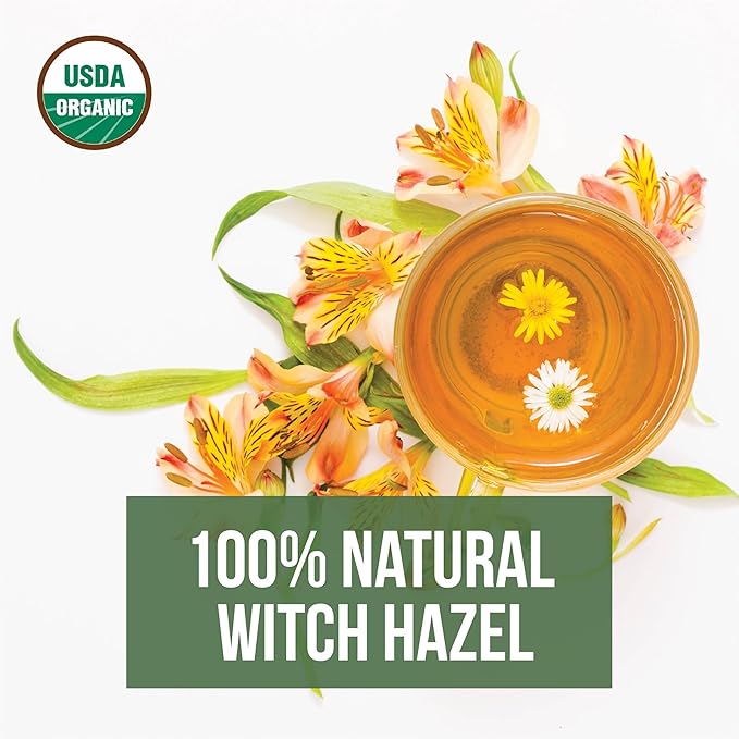 Organic Witch Hazel – 100% Pure Natural USP Astringent with 14% Alcohol | Hamamelis Virginiana Extract for Face, Skin, Hair & Wellness | Bulk & Gallon Options | 4 Fl Oz