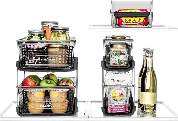 madesmart Premium 2 Tier Organizer, Undersink Storage with Pull Out Sliding Drawers, for Cleaning Supplies, Pantry, Sponges, Bottles, Adjustable Dividers & Pull Out Sliding Baskets, Smoke