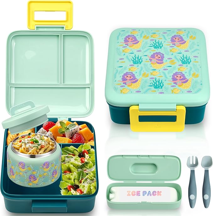 Bento Lunch Box for Kids with 8oz Soup Thermo Leak-Proof Lunch Food Containers with Snack Sauce Container for Kid Girls Boys to School